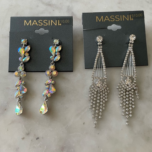 NWT- Two Shimmering Pair of Earrings. Dangle Fashion Statement Earrings - Picture 2 of 3